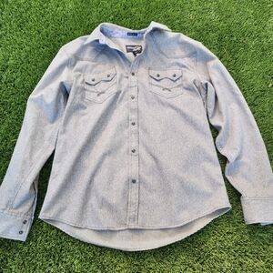 Moonshine Spirit Brad Paisley Gray Button-Up Shirt Large Flannel Pearl Snap LS